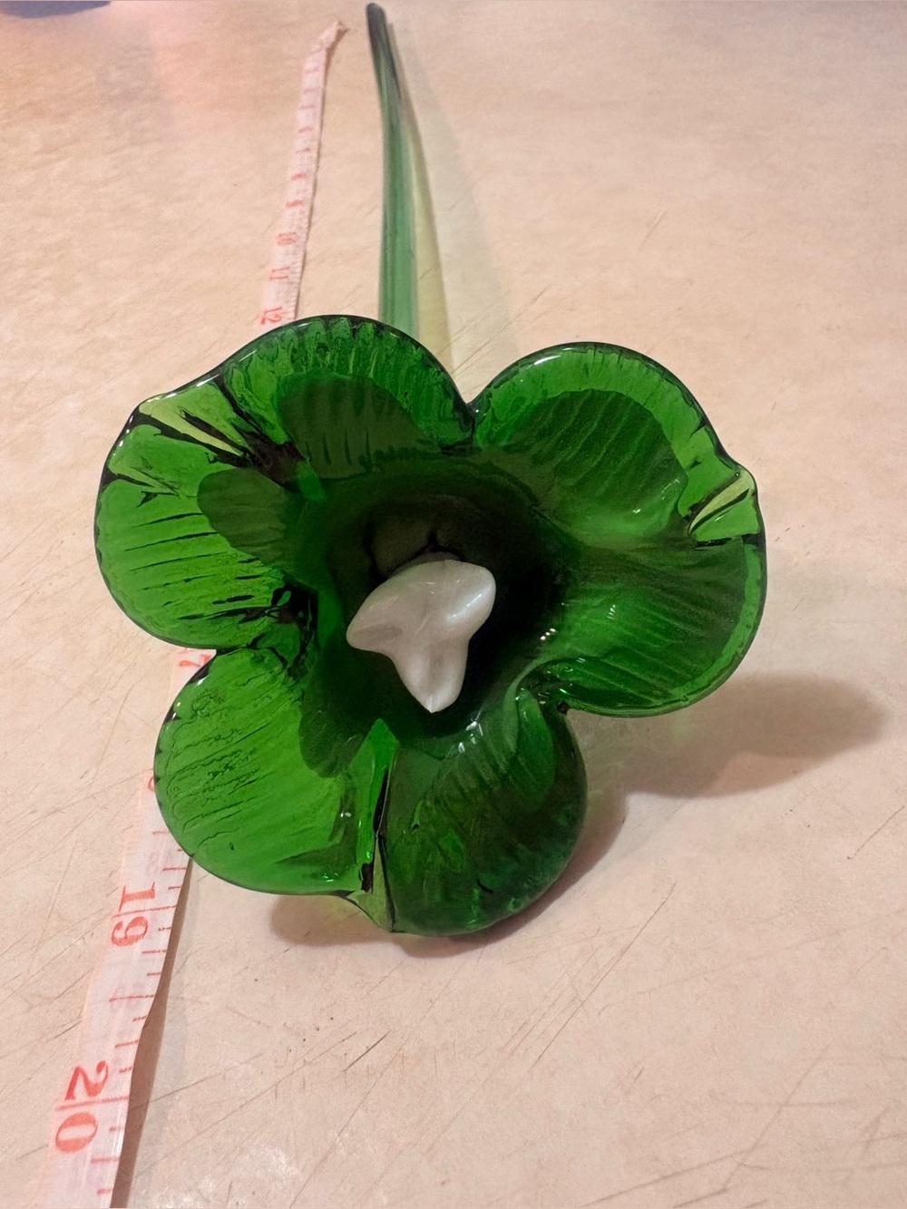 Handblown Green Glass Flower Sculpture